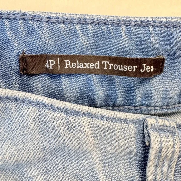 Talbots Jeans Women Sz 4 Petite Wide Leg Trouser Light Wash Frayed Hem Denim - Picture 3 of 12